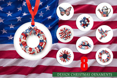 Ornament Patriotic Bloom Fabric Watercolor Sublimation artnoy 