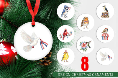 Ornament Patriotic Watercolor Birds Sublimation artnoy 