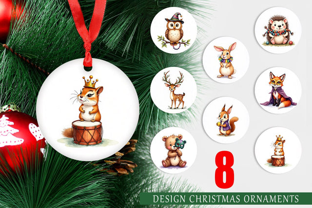 Ornament Paw-di Gras Puppy & Kitten Carnival Watercolor Sublimation artnoy 