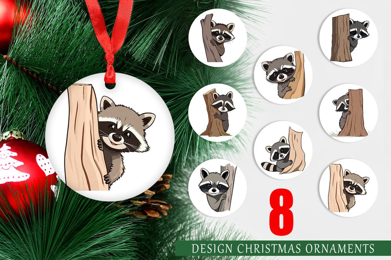 Ornament Peeking Raccoon Sublimation artnoy 