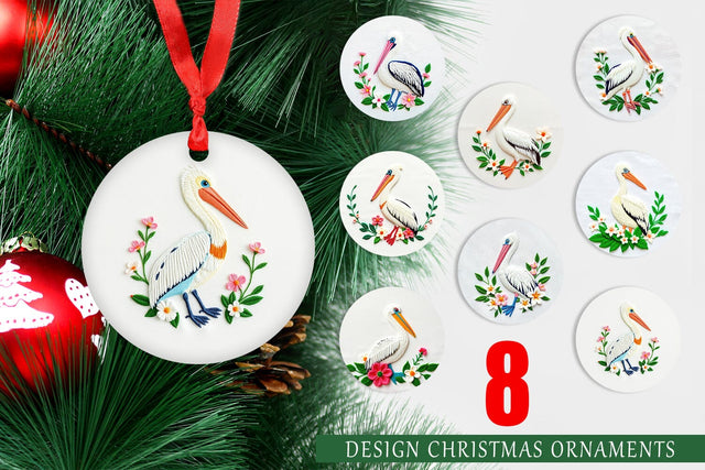 Ornament Pelican Embroidery Sublimation artnoy 
