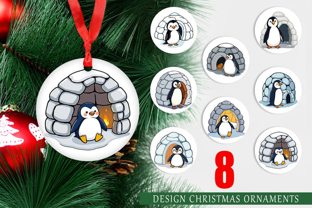 Ornament Penguin and Igloo Sublimation artnoy 