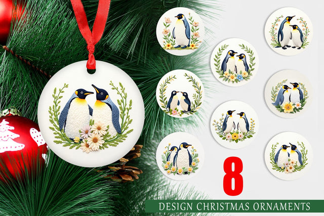 Ornament Penguin Embroidery Sublimation artnoy 