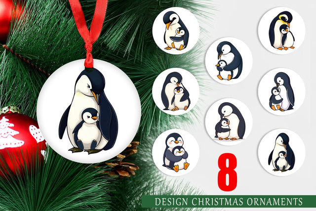 Ornament Penguin Family Sublimation artnoy 