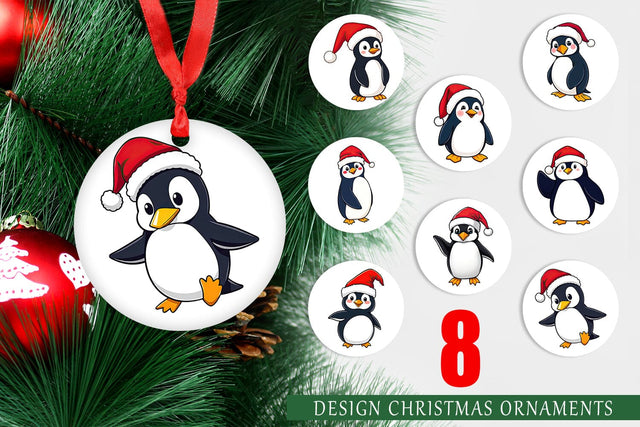 Ornament Penguin in a Santa Hat Sublimation artnoy 