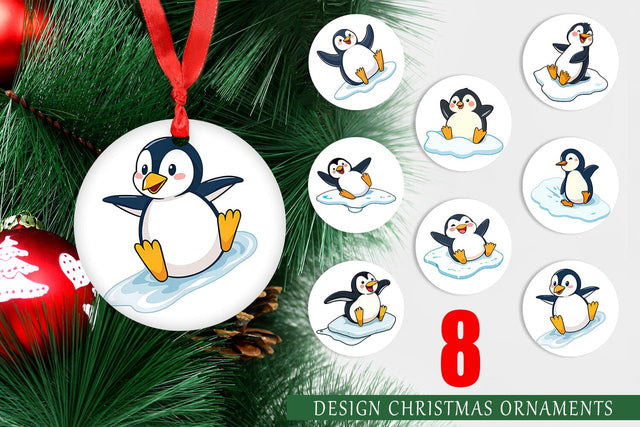 Ornament Penguin Sliding on Ice Sublimation artnoy 