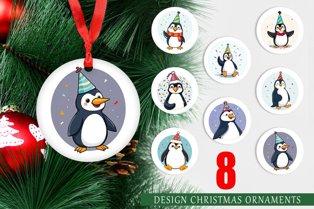 Ornament Penguin with a Party Hat Sublimation artnoy 