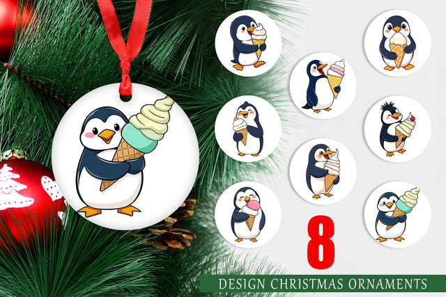 Ornament Penguin with an Ice Cream Sublimation artnoy 
