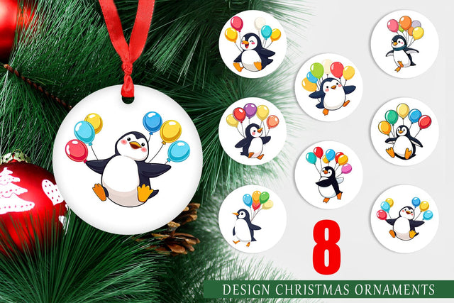 Ornament Penguin with Balloons Sublimation artnoy 