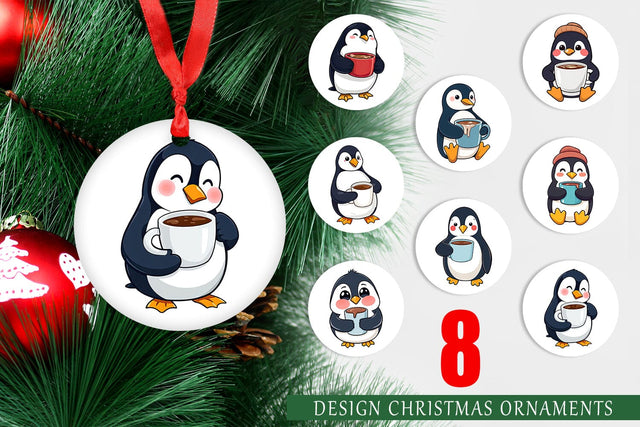 Ornament Penguin with Hot Cocoa Sublimation artnoy 