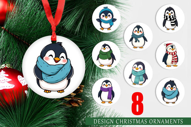 Ornament Penguin with Scarf Sublimation artnoy 