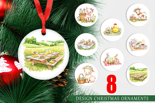 Ornament Picnic with Farm Animal Sublimation artnoy 