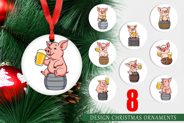 Ornament Pig Beer Day Sublimation artnoy 