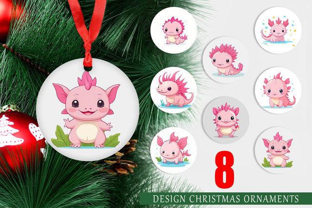 Ornament Pink Axolotl Valentine Sublimation artnoy 