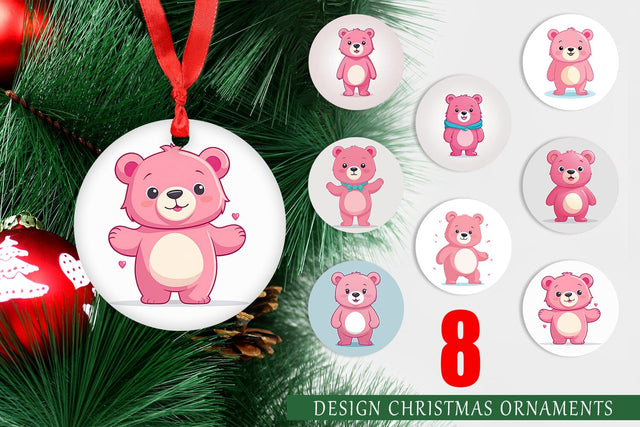 Ornament Pink Bear Valentine Sublimation artnoy 