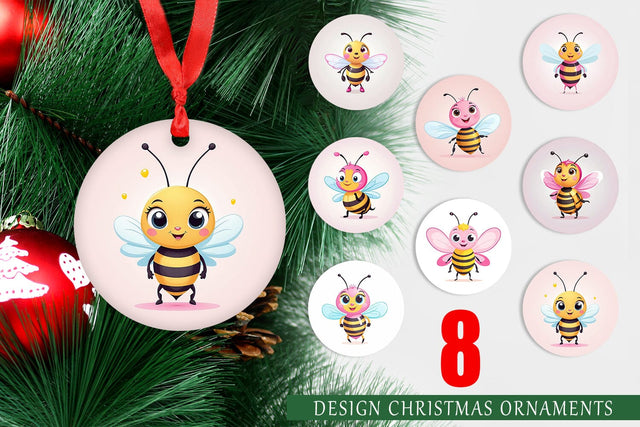 Ornament Pink Bee Valentine Sublimation artnoy 