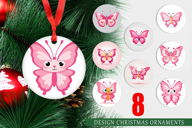 Ornament Pink Butterfly Valentine Sublimation artnoy 