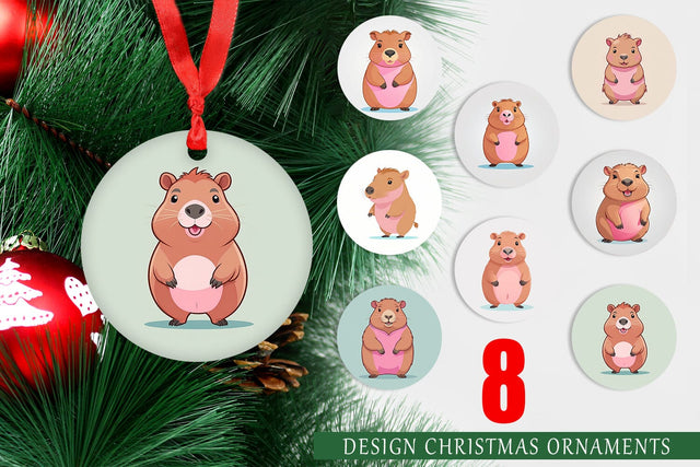 Ornament Pink Capybara Valentine Sublimation artnoy 