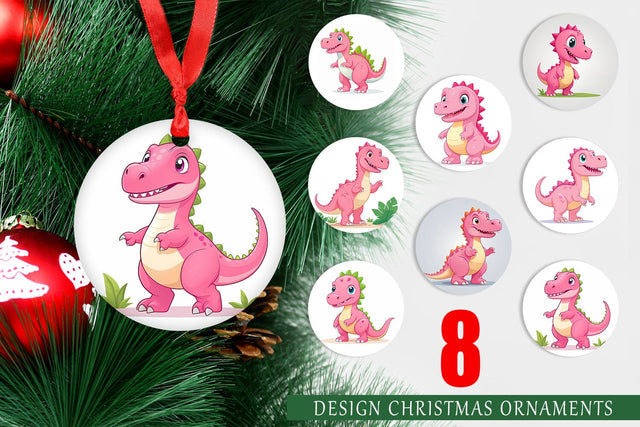 Ornament Pink Dinosaur Valentine Sublimation artnoy 