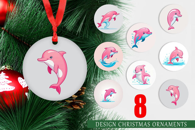 Ornament Pink Dolphin Valentine Sublimation artnoy 