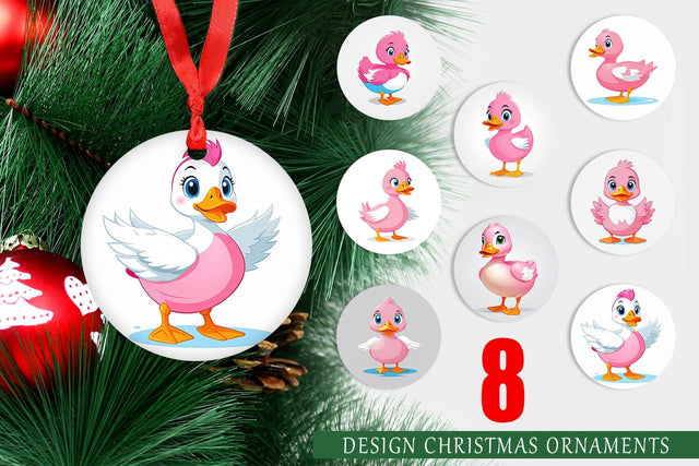 Ornament Pink Duck Valentine Sublimation artnoy 