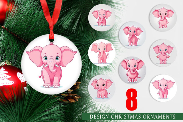 Ornament Pink Elephant Valentine Sublimation artnoy 