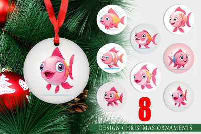 Ornament Pink Fish Valentine Sublimation artnoy 
