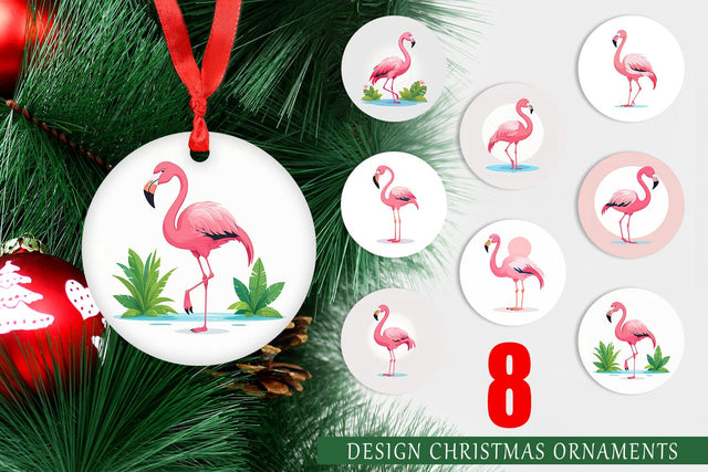 Ornament Pink Flamingo Valentine Sublimation artnoy 