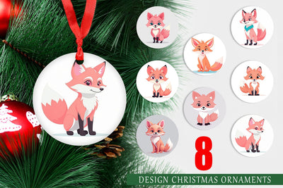 Ornament Pink Fox Valentine Sublimation artnoy 