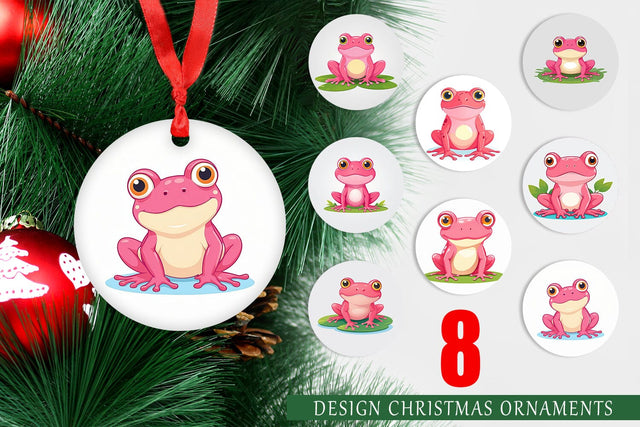 Ornament Pink Frog Valentine Sublimation artnoy 