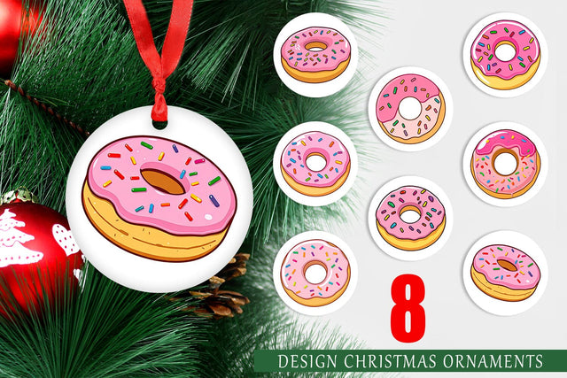 Ornament Pink Frosted Donut Sublimation artnoy 