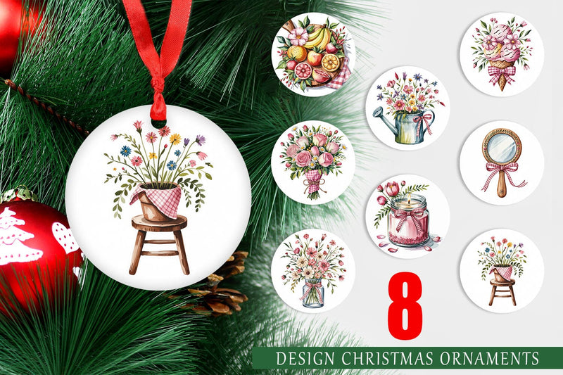 Ornament Pink Gingham Summer Sublimation artnoy 