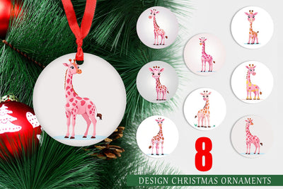 Ornament Pink Giraffe Valentine Sublimation artnoy 