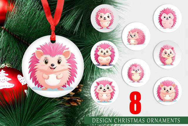 Ornament Pink Hedgehog Valentine Sublimation artnoy 