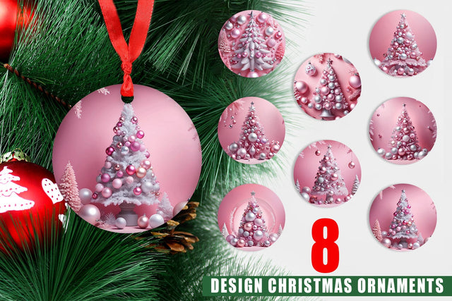 Ornament Pink Holiday Decor Sublimation artnoy 