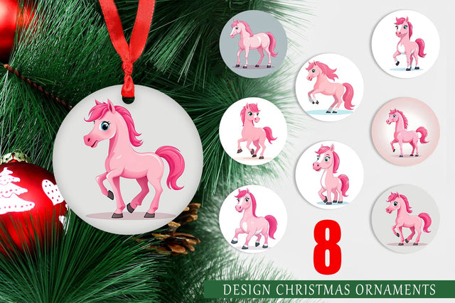 Ornament Pink Horse Valentine Sublimation artnoy 