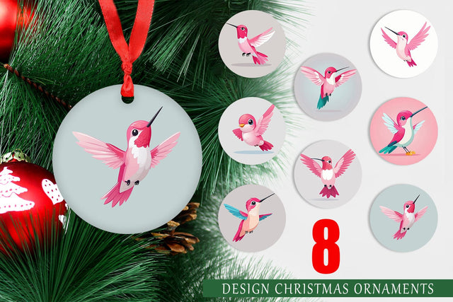 Ornament Pink Hummingbird Valentine Sublimation artnoy 
