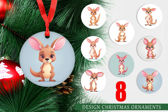Ornament Pink Kangaroo Valentine Sublimation artnoy 