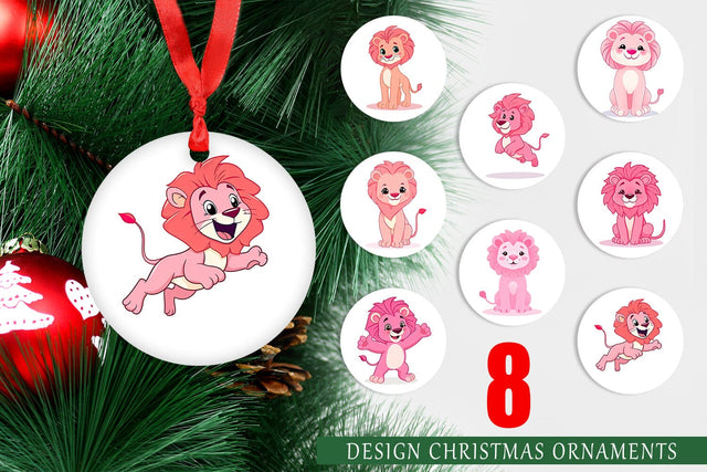 Ornament Pink Lion Valentine Sublimation artnoy 