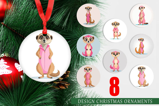 Ornament Pink Meerkat Valentine Sublimation artnoy 