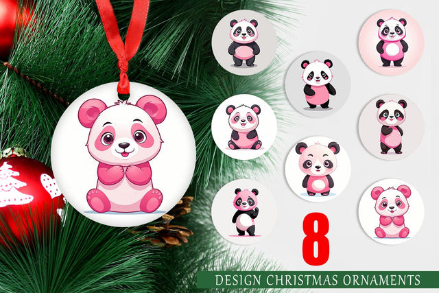Ornament Pink Panda Valentine Sublimation artnoy 