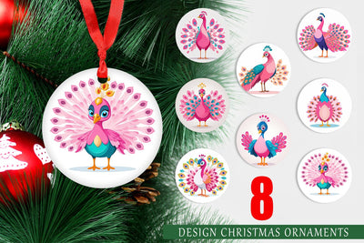 Ornament Pink Peacock Valentine Sublimation artnoy 