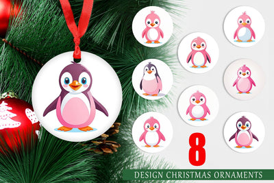 Ornament Pink Penguin Valentine Sublimation artnoy 
