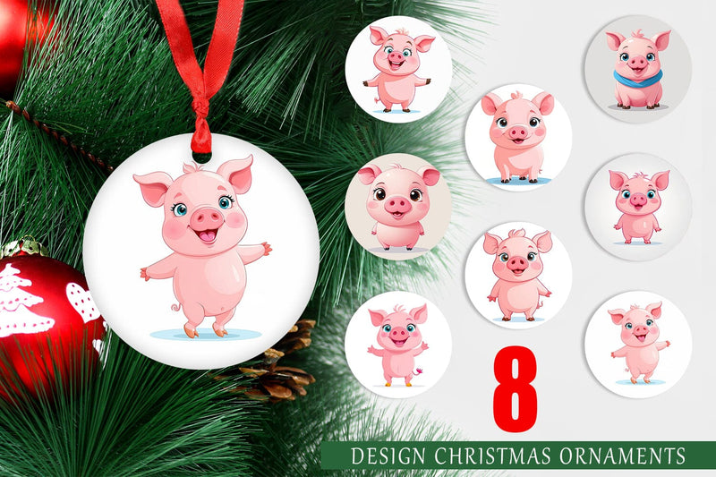 Ornament Pink Pig Valentine Sublimation artnoy 