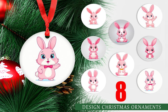 Ornament Pink Rabbit Valentine Sublimation artnoy 