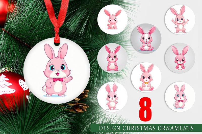 Ornament Pink Rabbit Valentine Sublimation artnoy 