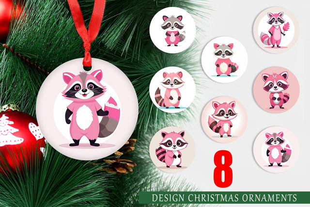 Ornament Pink Raccoon Valentine Sublimation artnoy 