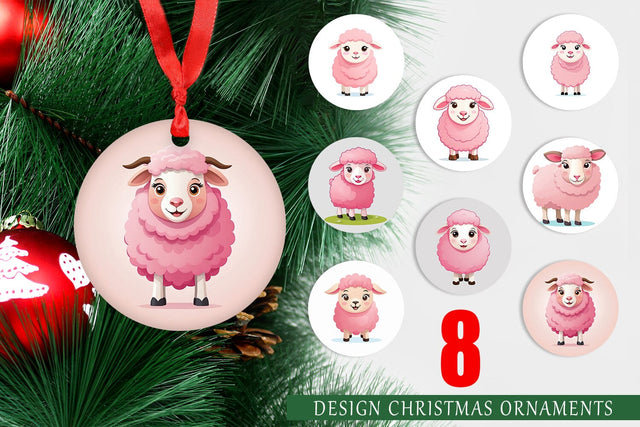 Ornament Pink Sheep Valentine Sublimation artnoy 
