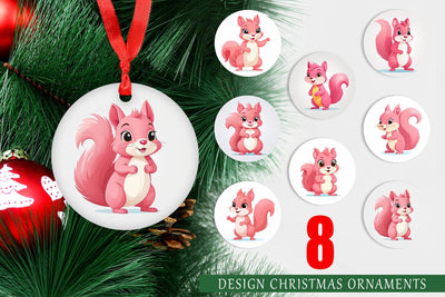 Ornament Pink Squirrel Valentine Sublimation artnoy 