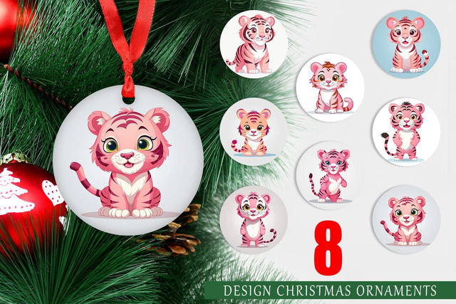 Ornament Pink Tiger Valentine Sublimation artnoy 